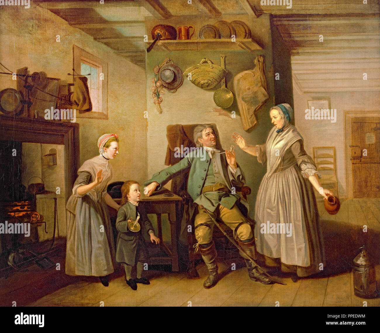 Johann Zoffany - David Garrick y Mary Bradshaw en David Garrick 'Volver' del agricultor. Circa 1762. Óleo sobre lienzo. Yale Center for British Art, Nueva Foto de stock