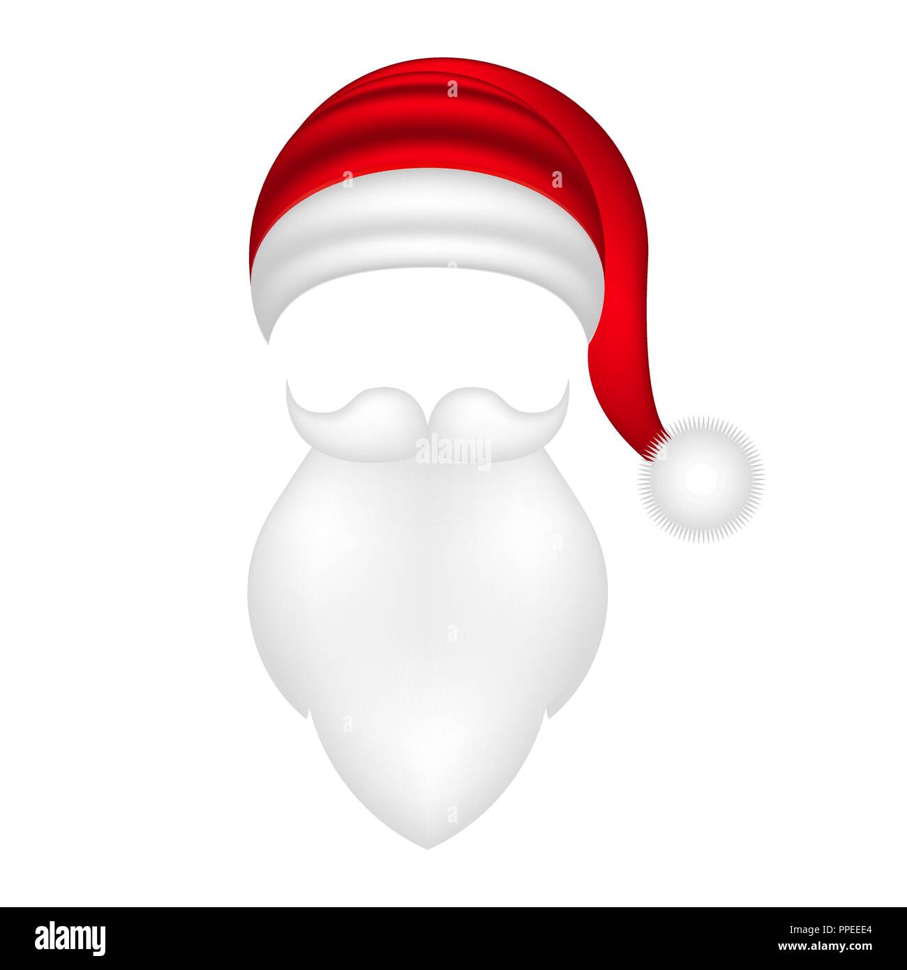 Gorro de Papá Noel, bigote y barba Imagen Vector de stock - Alamy