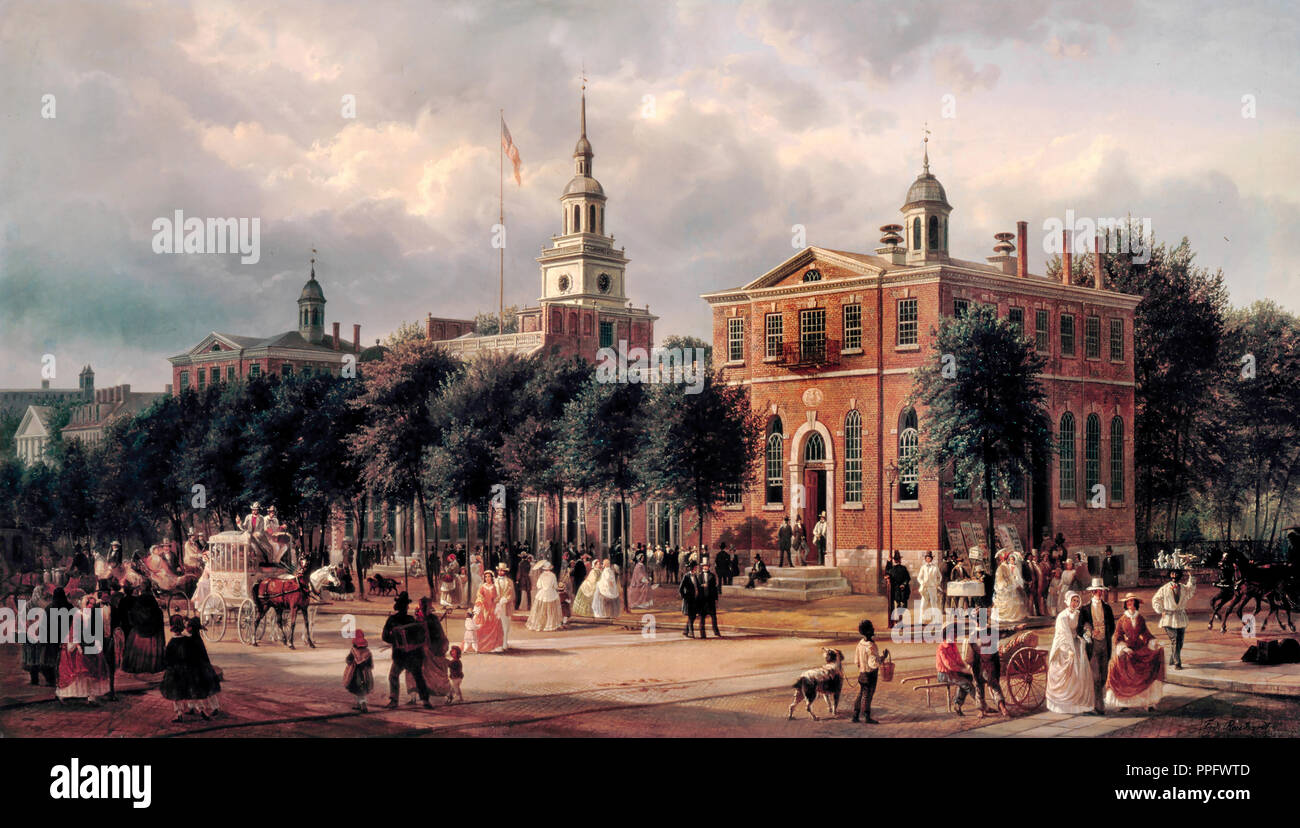 Fernando Richardt, Salón de la Independencia en Filadelfia. Circa 1858-1863. Óleo sobre lienzo. Casa Blanca, en Washington, D.C., Estados Unidos. Foto de stock