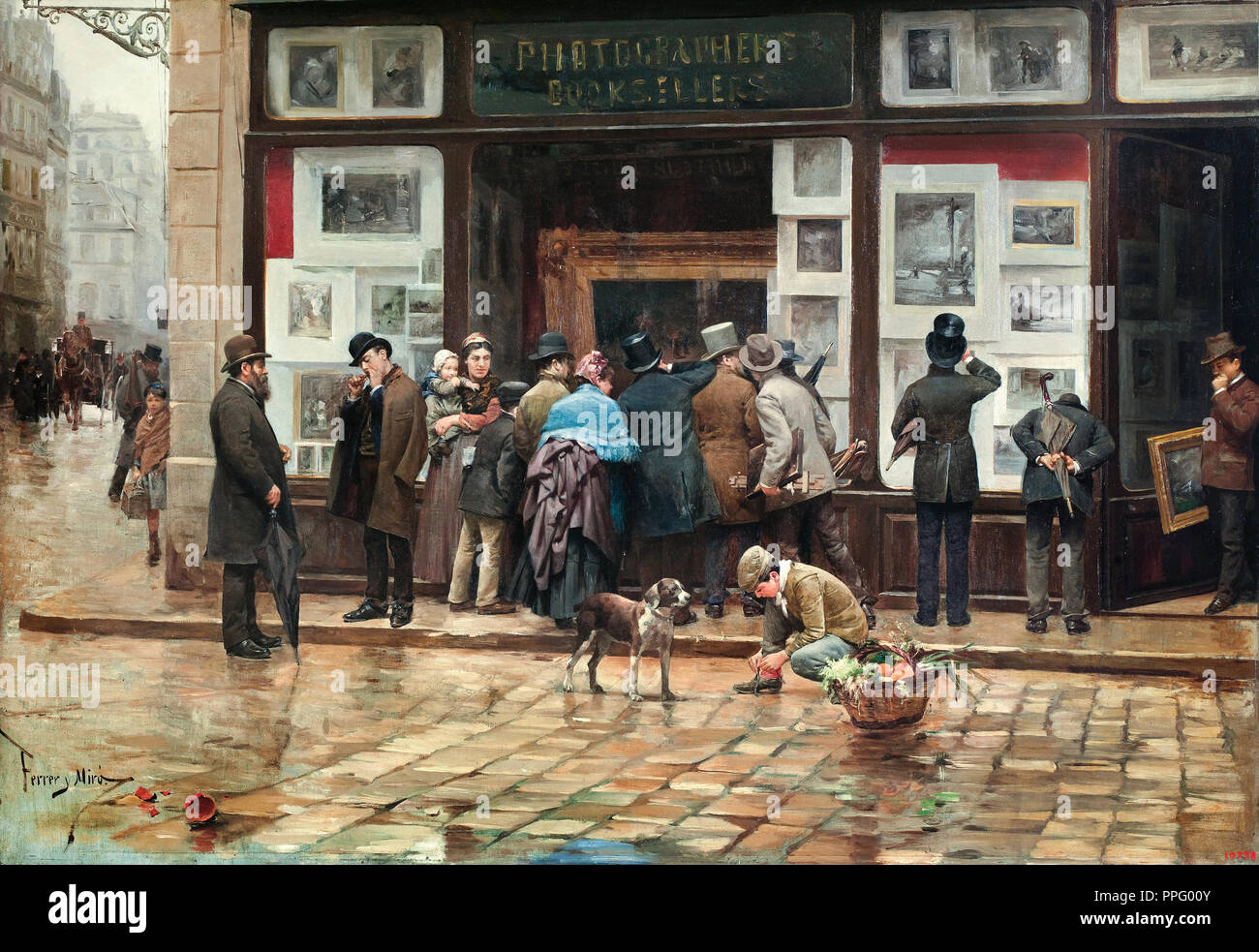 Joan Ferrer Miró, exhibición pública de una fotografía. Circa 1888. Óleo sobre lienzo. Museu Nacional d'Art de Catalunya, Barcelona, España. Foto de stock