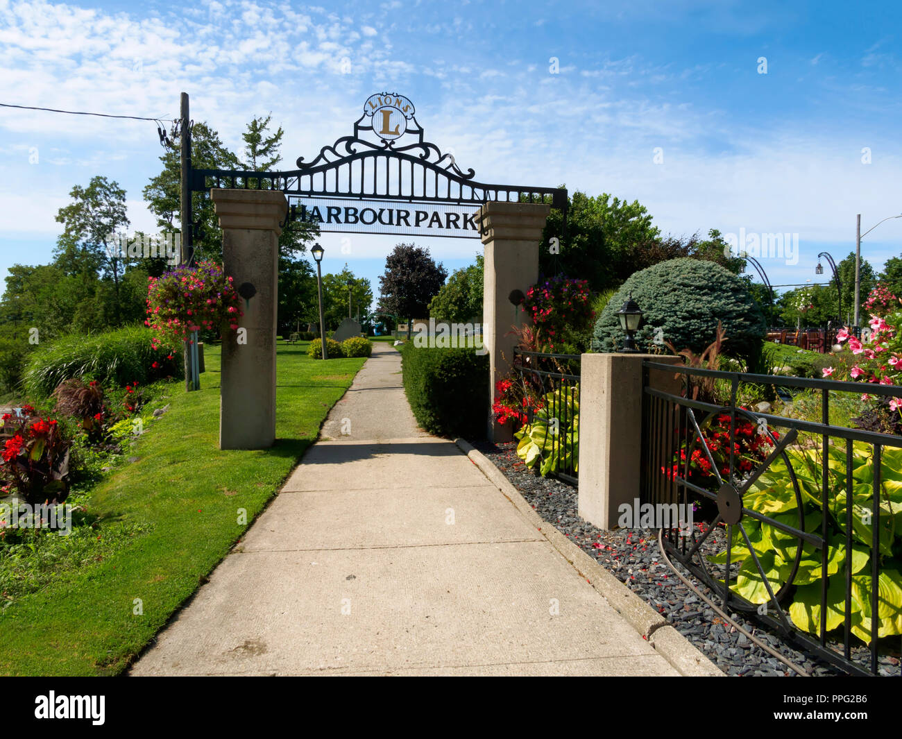 Entrada a Harbor Park, Goderich, Ontario Foto de stock