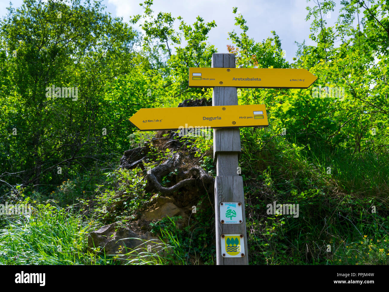 Hiking Trail signos, Atxarte canyon, barrio de Mendiola, el Parque