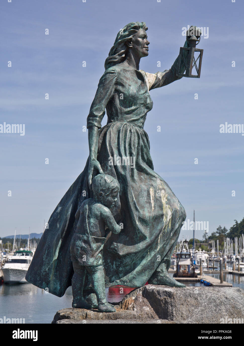 Señora del Mar estatua, Anacortes Harbour, Estado de Washington, EE.UU. Foto de stock
