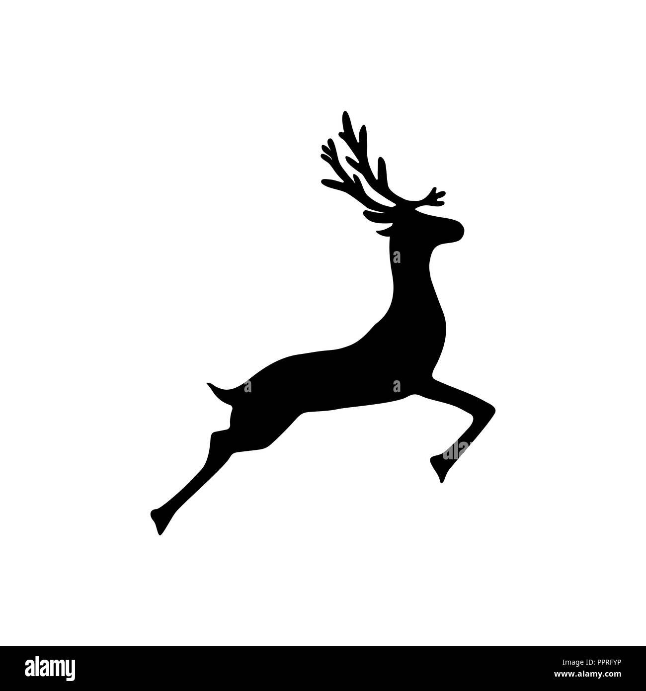 Reno De Navidad Silueta Sobre Fondo Blanco Vector Imagen Vector De Stock Alamy