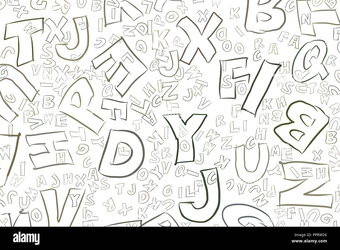 Alfabetos letras ilustraciones abstractas de fondo, textura colorida.  Vector de estilo de dibujos animados Imagen Vector de stock - Alamy