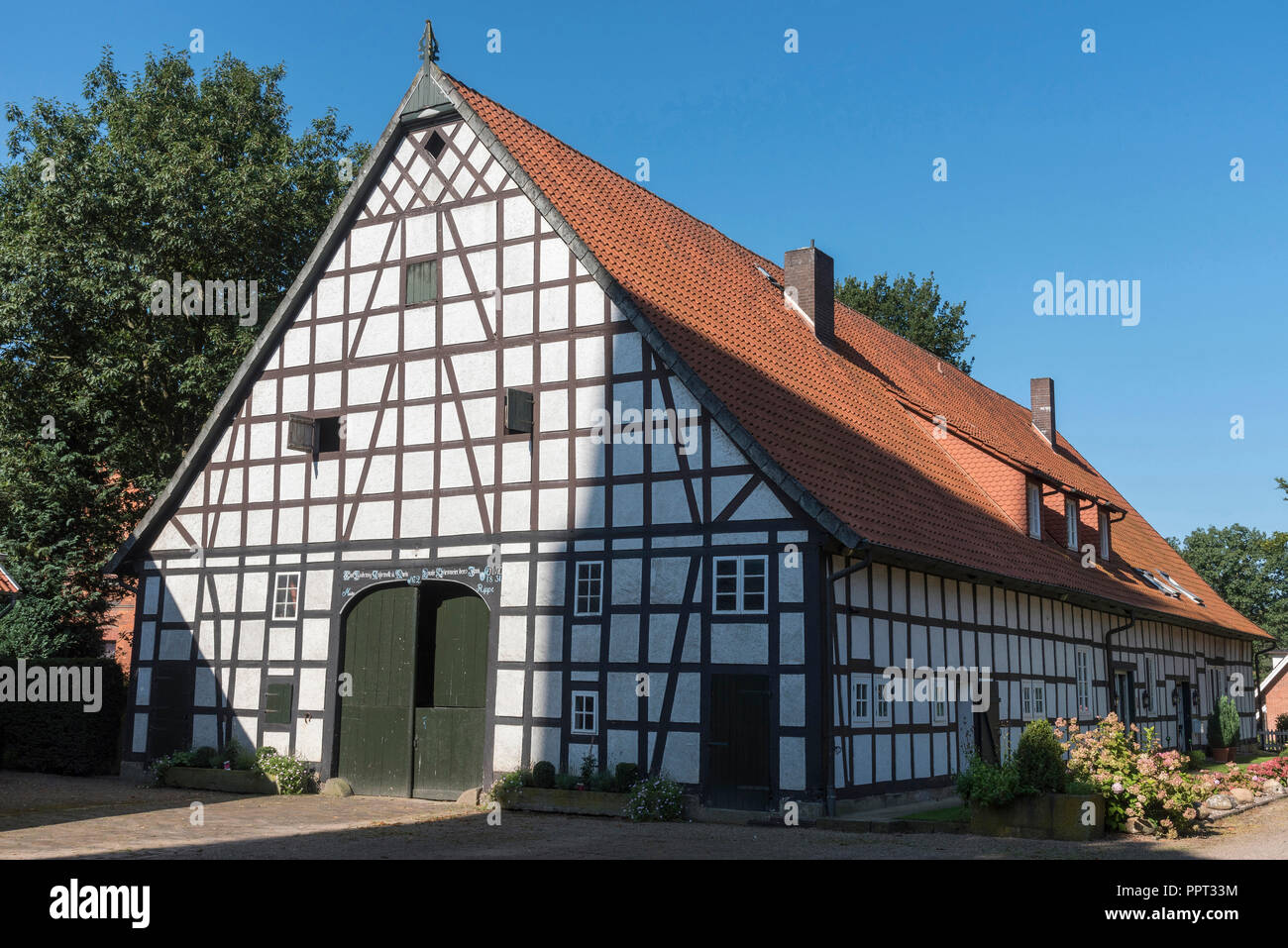 Meierhoefe, Lahde, Petershagen, Minden-Luebbecke, East Westphalia-Lippe, Renania del Norte-Westfalia, Alemania Foto de stock