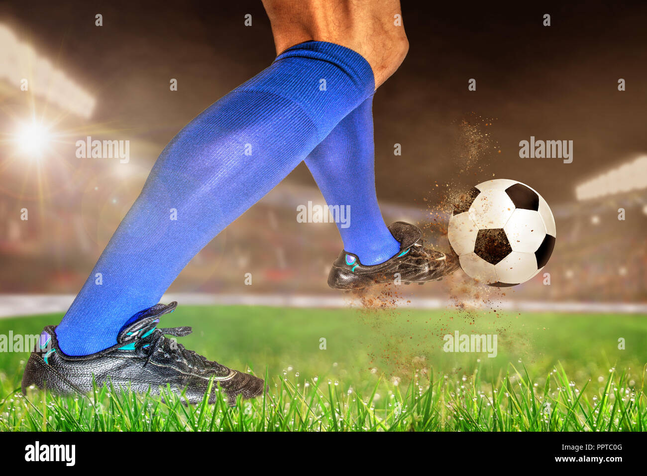Los zapatos de fútbol de un jugador humano en un campo al estilo de una  paleta de colores brillantes y atrevidos.