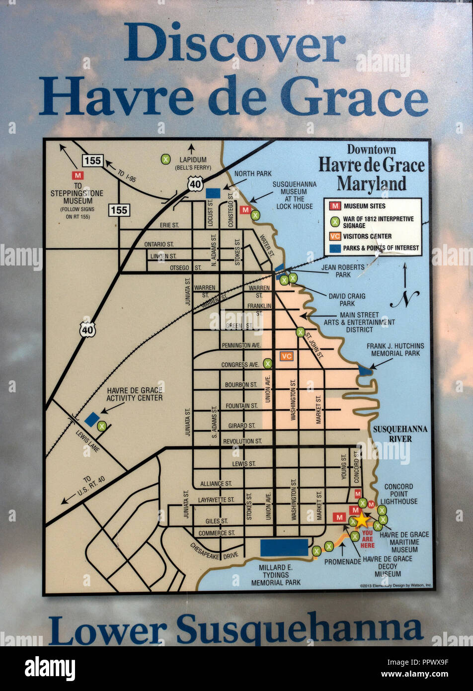 Descubra Havre de Grace Mapa turístico Maryland Fotografía de stock Alamy