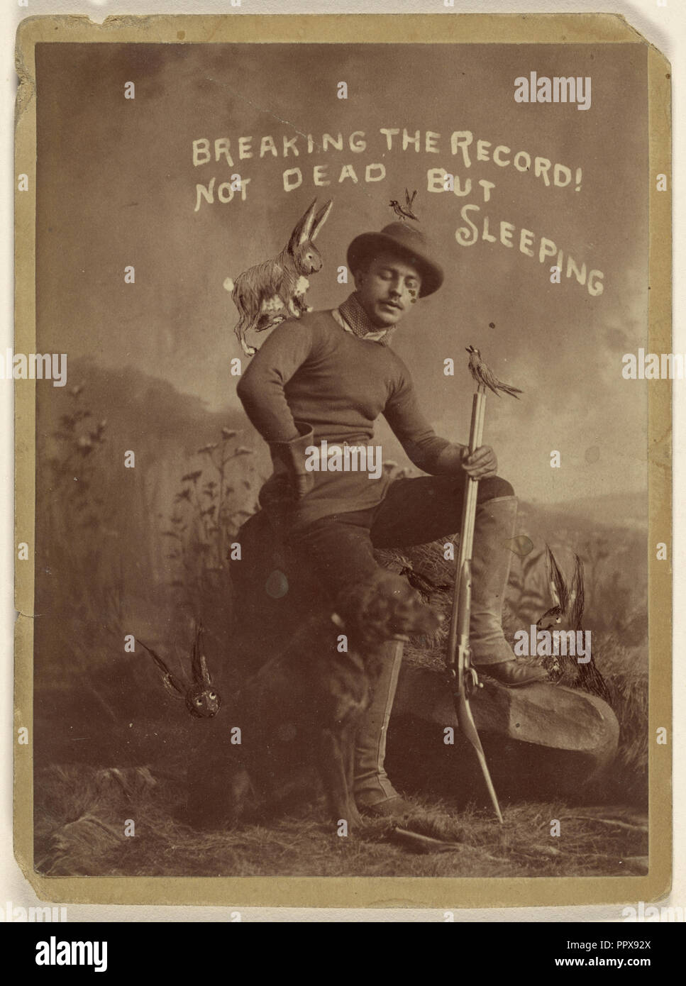 Rompiendo el récord. No está muerto, sino durmiendo; American; 1880; Albúmina imprimir plata Foto de stock