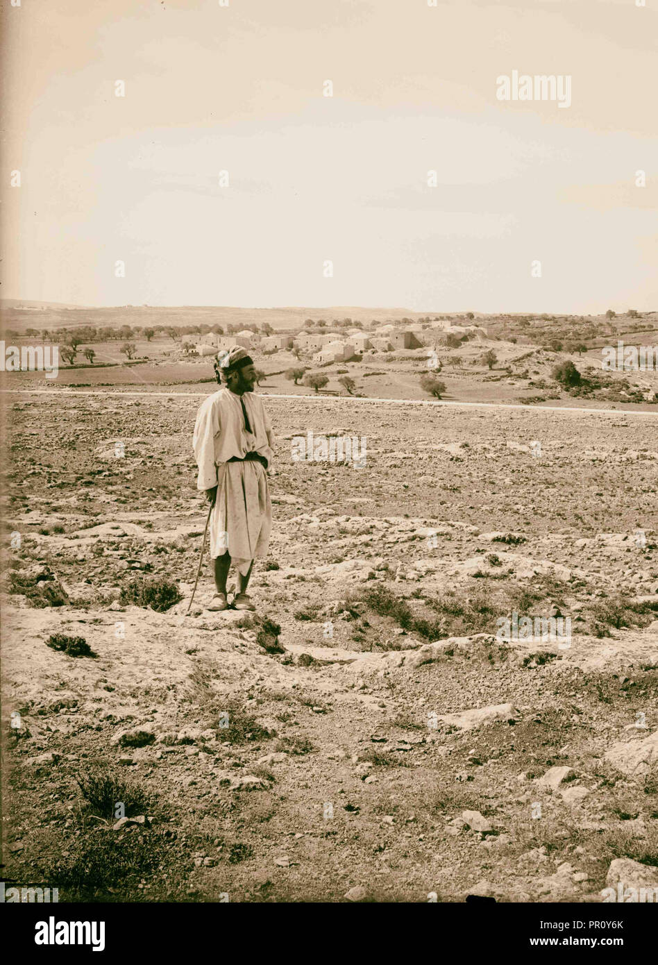 Vistas del norte. Nob (Shafat), hogar de los sacerdotes. 1900, Israel Foto de stock