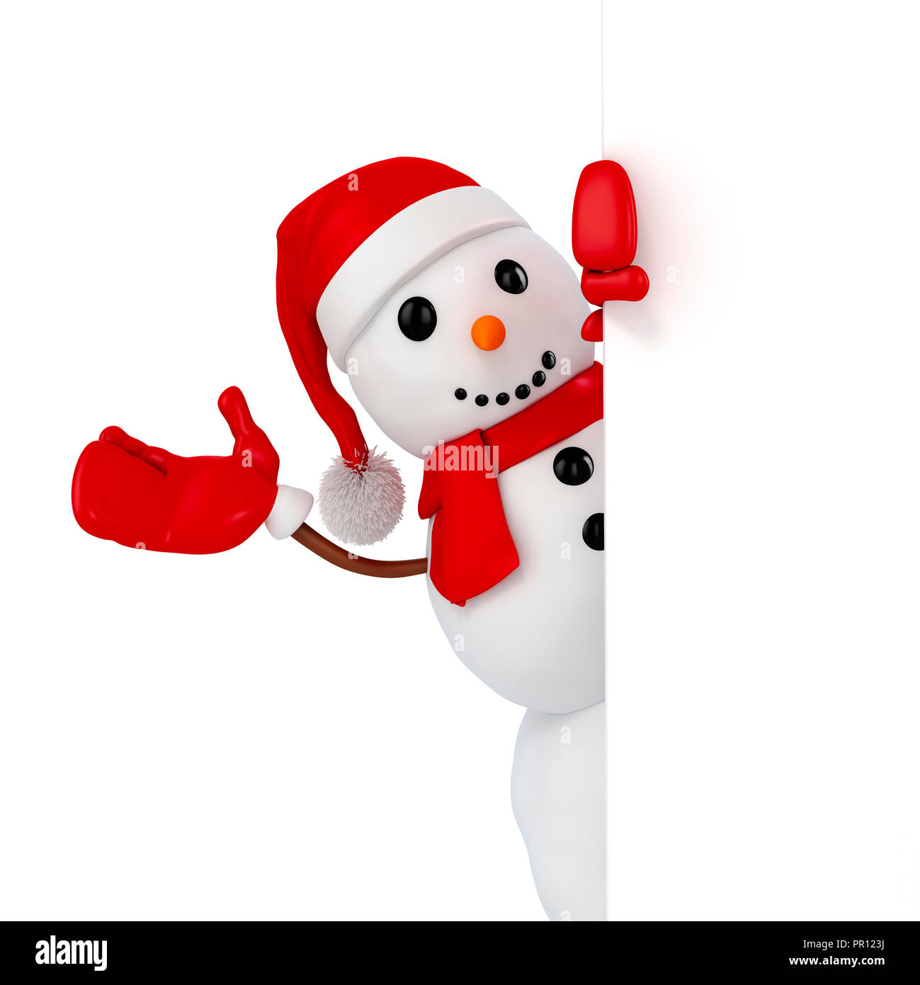 3d feliz muñeco de nieve con gorro de Papá Noel detrás de una placa en  blanco Fotografía de stock - Alamy