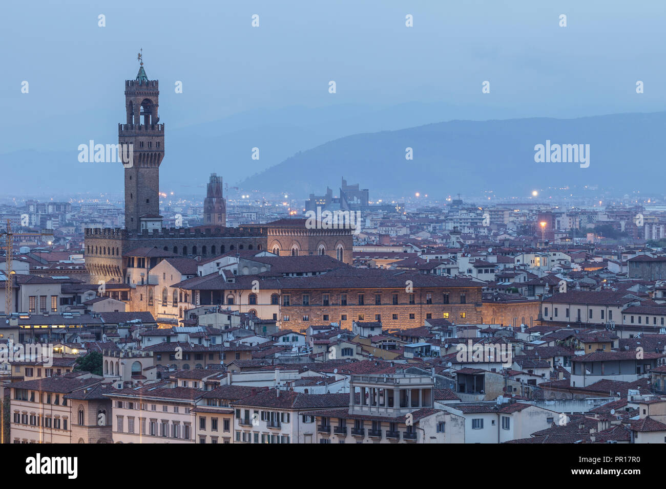 Palazzo Vecchio, Sitio del Patrimonio Mundial de la UNESCO, Florencia, Toscana, Italia, Europa Foto de stock