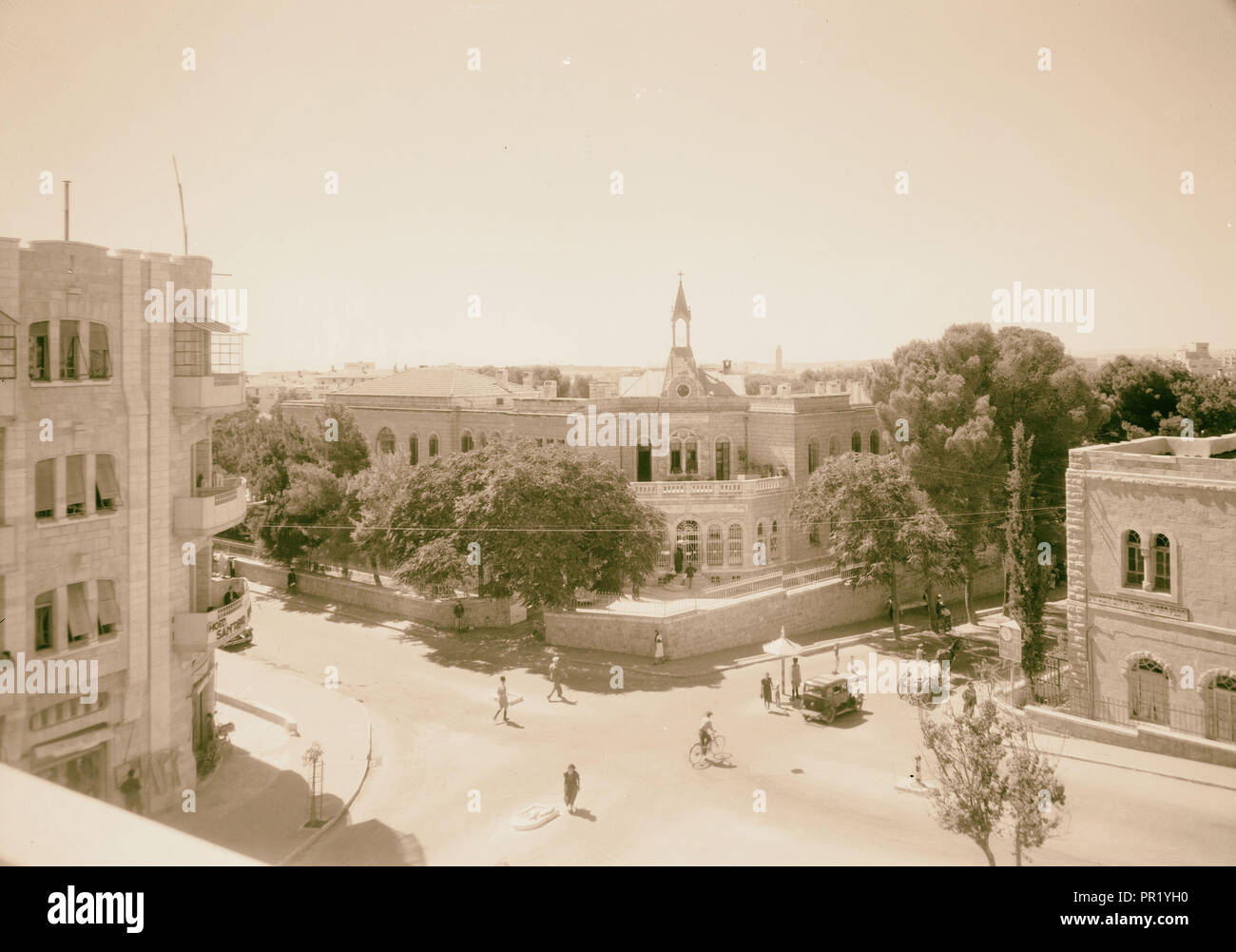 Hospital alemán sobre el Profeta St., Jerusalén. En 1939, Jerusalén, Israel Foto de stock