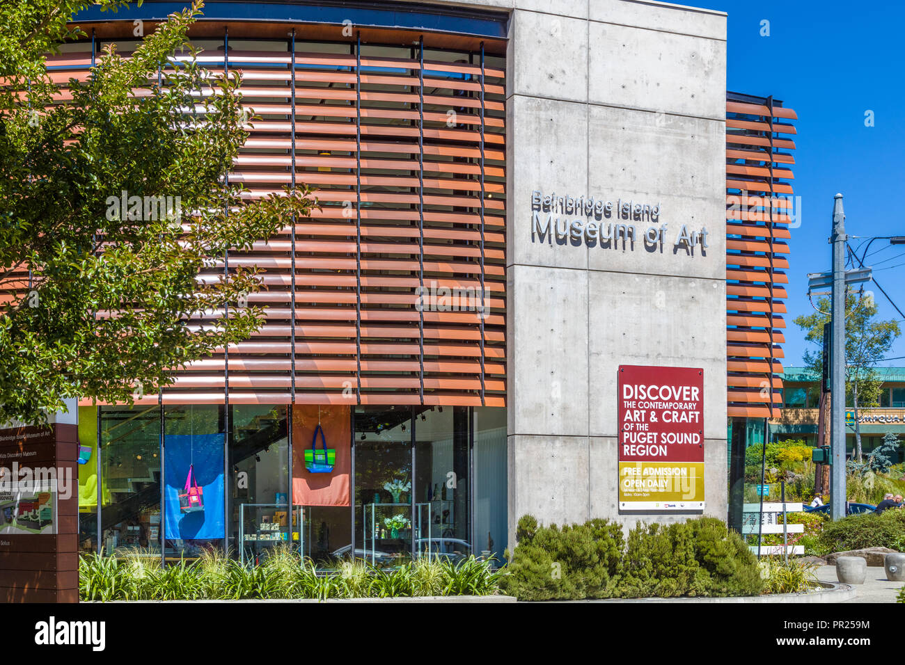 Bainbridge Island Museum of Art en Bainbridge Island en Puget Sound cruzando desde Seattle Washington Estados Unidos Foto de stock