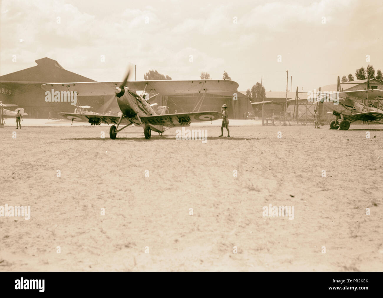 R.A.F. actividades. Plano de rodadura [de Ramleh Aeródromo]. En 1934, Israel, Ramla Foto de stock
