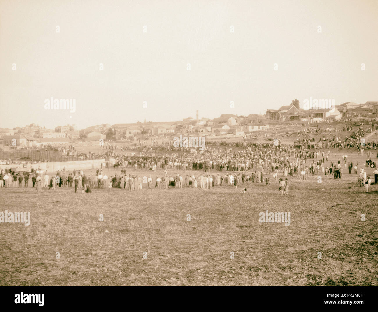 Macabeo, juego de fútbol en terrenos deportivos, cerca de el-Bokharbia. En 1934, el Oriente Medio, Israel y/o Palestina Foto de stock