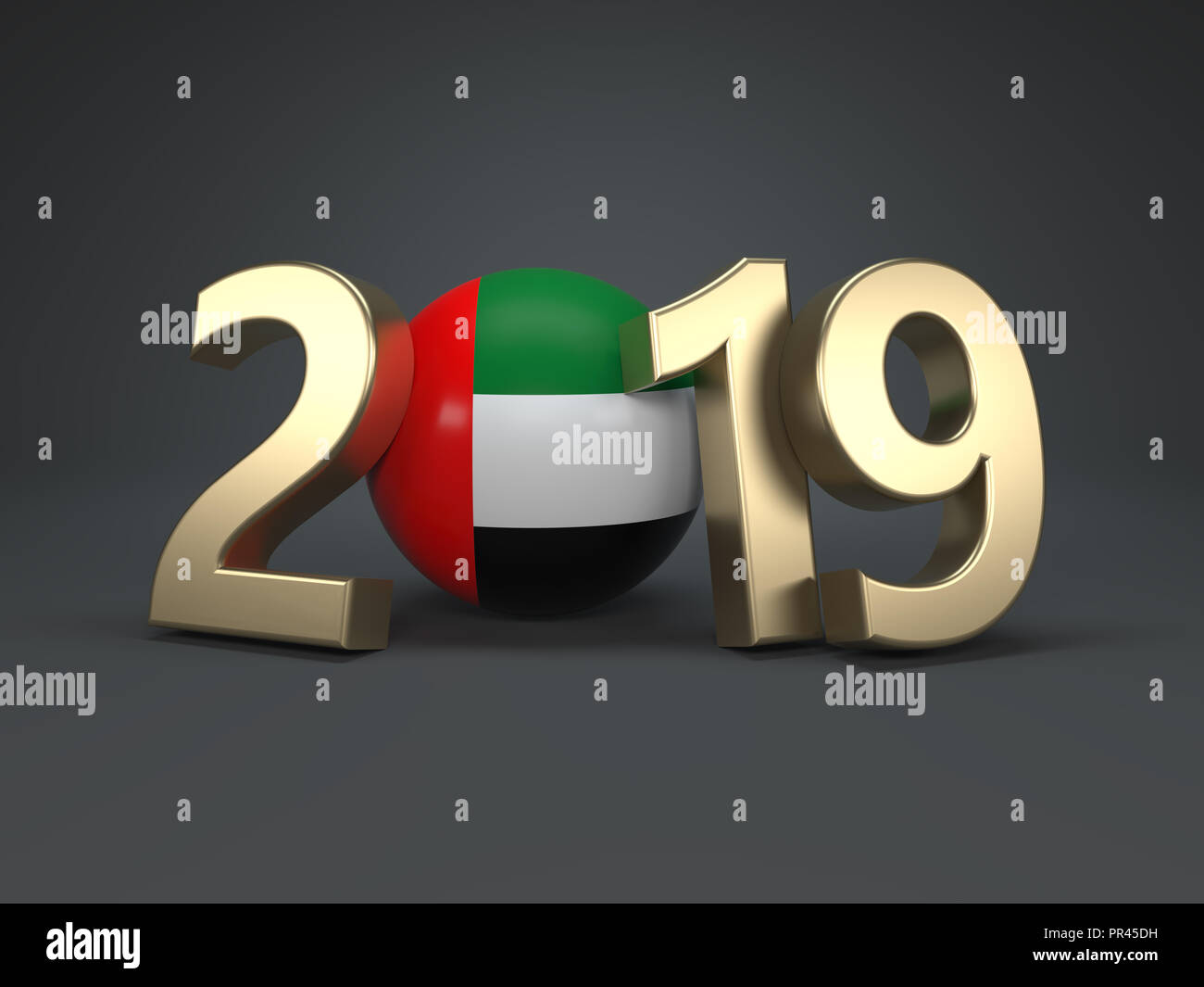 Año nuevo 2019 Diseño creativo concepto con bandera - la imagen presentada en 3D. Foto de stock