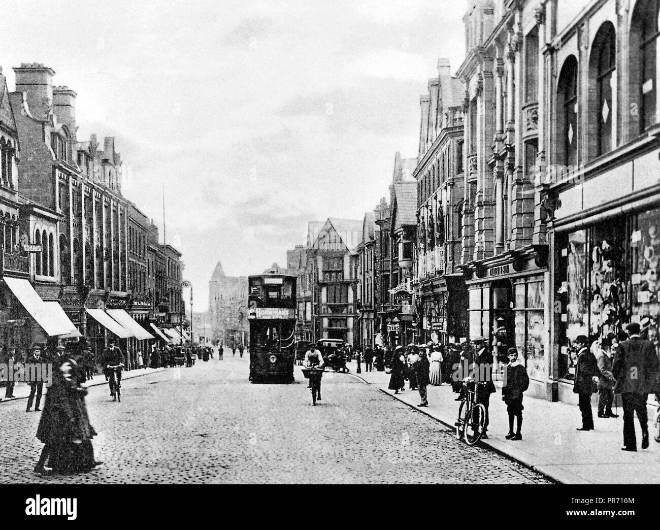 Bridge Street, Warrington a principios de 1900. Foto de stock