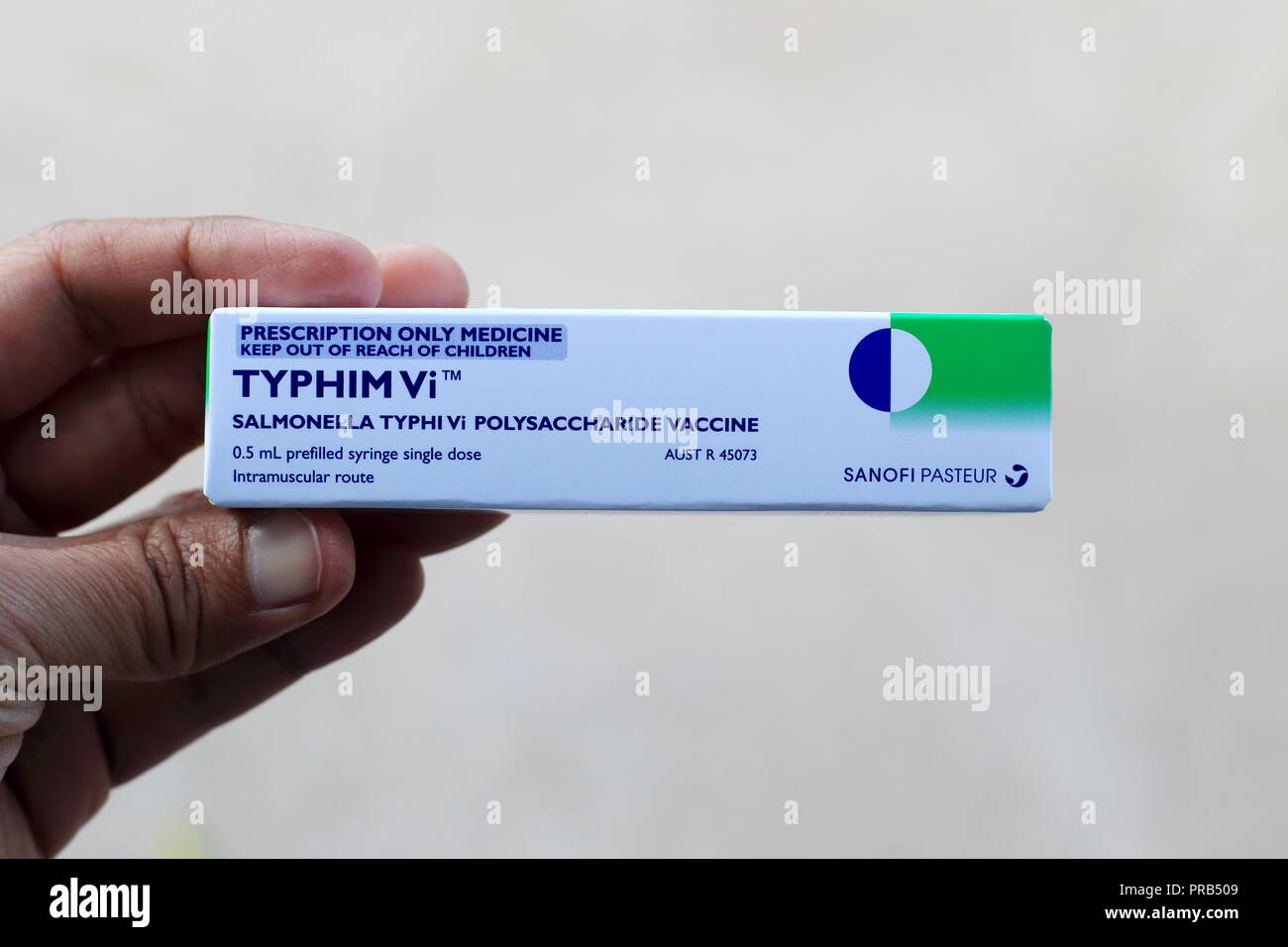 No medicación real - Typhim Vi o la vacuna contra la fiebre tifoidea Foto de stock