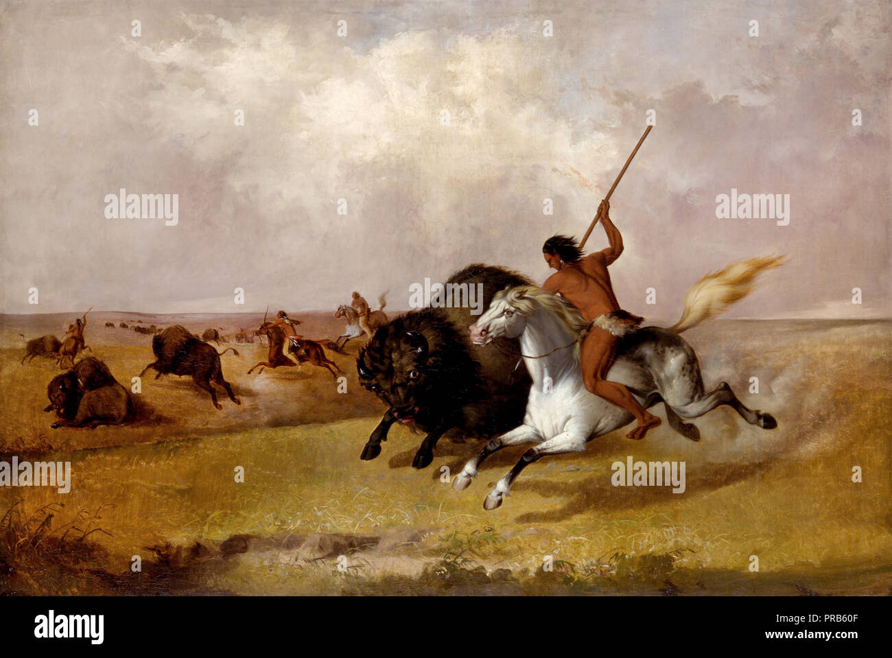 John Mix Stanley, Buffalo Hunt en el suroeste de la Llanura 1845 Óleo sobre lienzo, el Smithsonian American Art Museum, Washington, D.C., Estados Unidos. Foto de stock