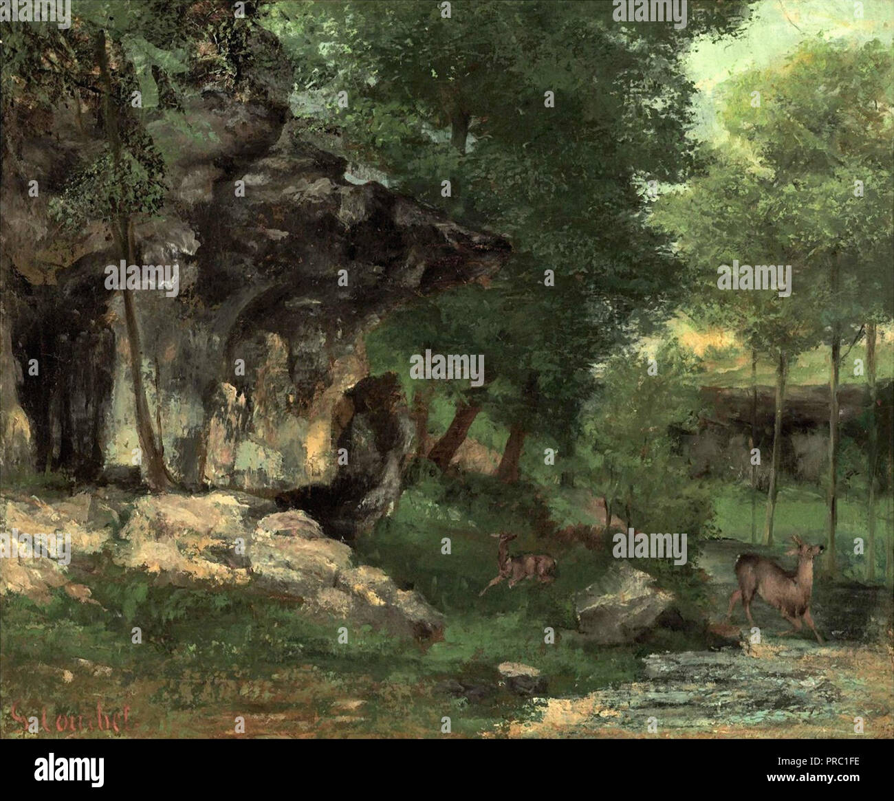 Gustave Courbet - Paysage Avec Biches Foto de stock