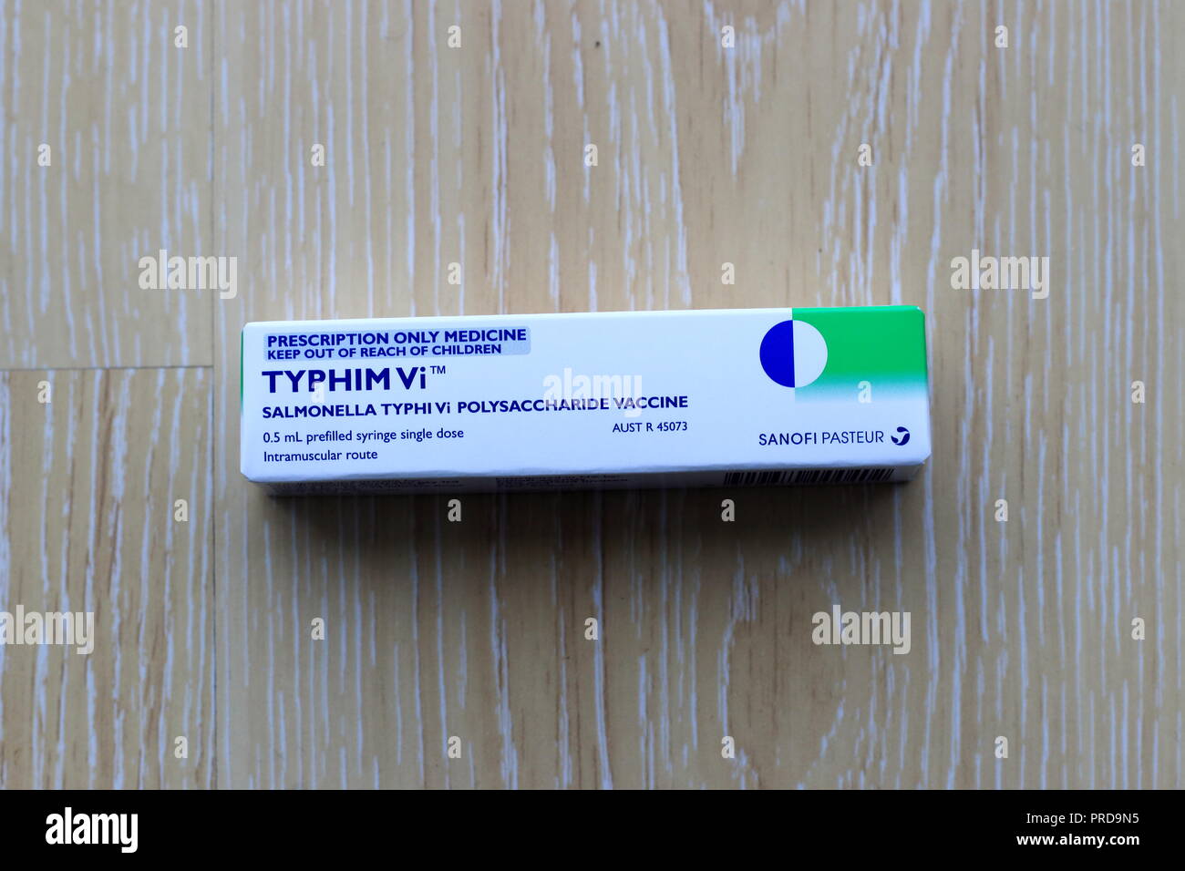 No medicación real - Typhim Vi o la vacuna contra la fiebre tifoidea Foto de stock