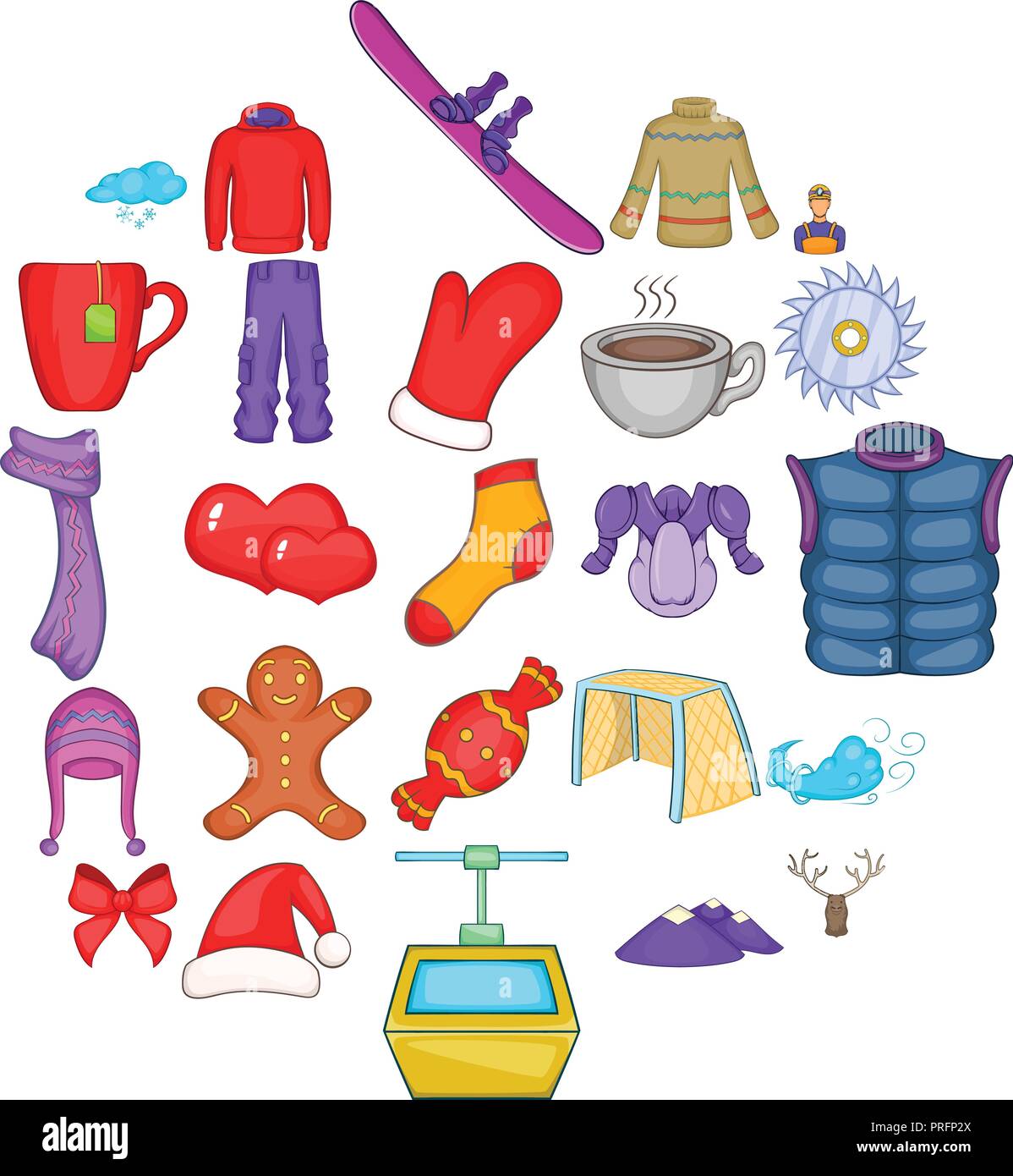 La ropa de invierno, conjunto de iconos de estilo de dibujos animados  Imagen Vector de stock - Alamy