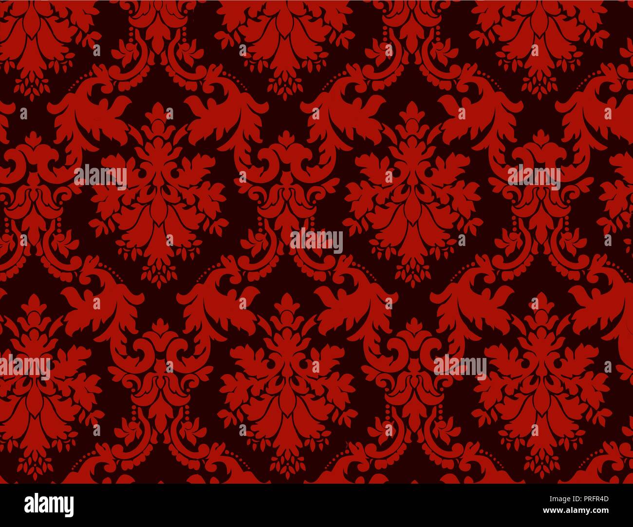 Fondo ornamental de lujo. Damasco rojo patrón floral. Papel tapiz real. Ilustración del Vector