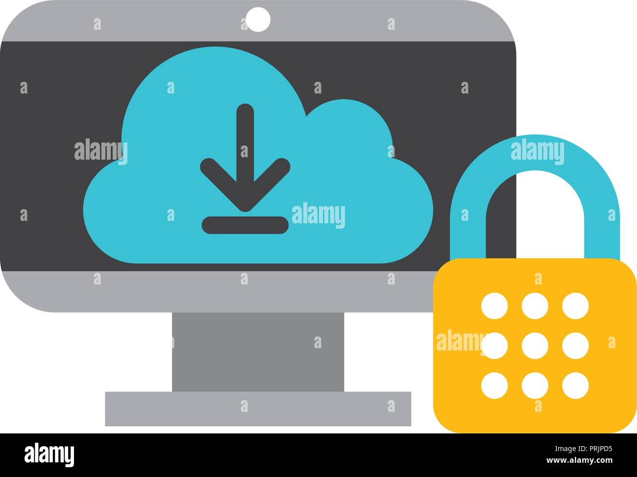 Equipo de seguridad del cloud computing fintech Ilustración del Vector