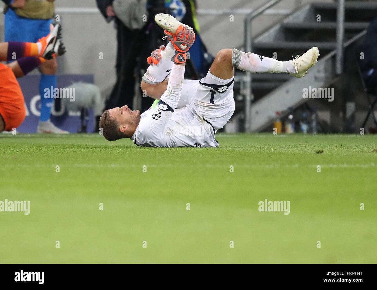 02.10.2018 firo: fútbol, fútbol, Liga de Campeones: TSG Hoffenheim - Manchester City 1: 2 am Oliver Baumann | Uso de tierra en todo el mundo Foto de stock