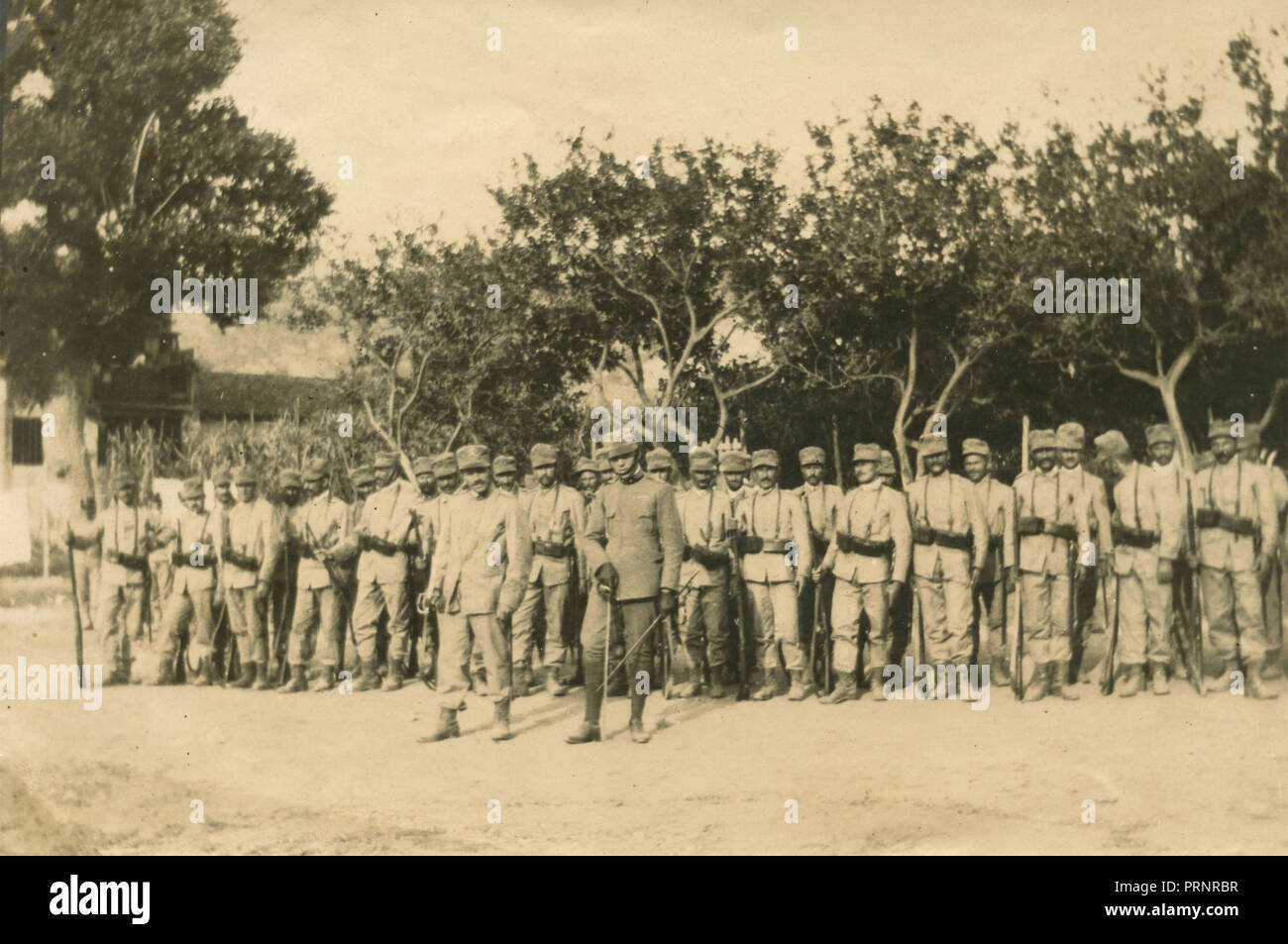 Pelotón del ejército italiano, 1910s Foto de stock