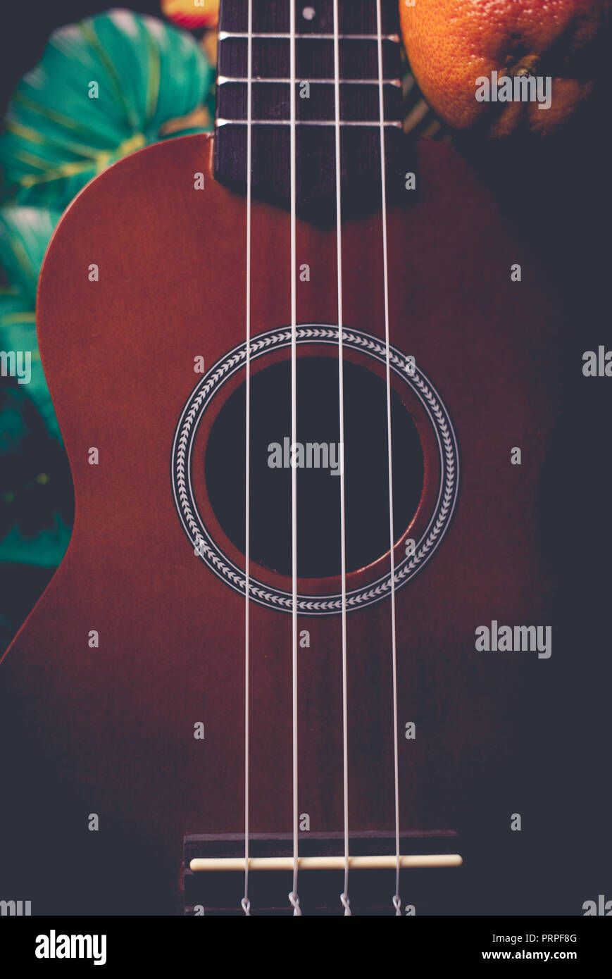 Foto en primer plano de un ukulele contra un fondo hawaiano Fotografía de  stock - Alamy