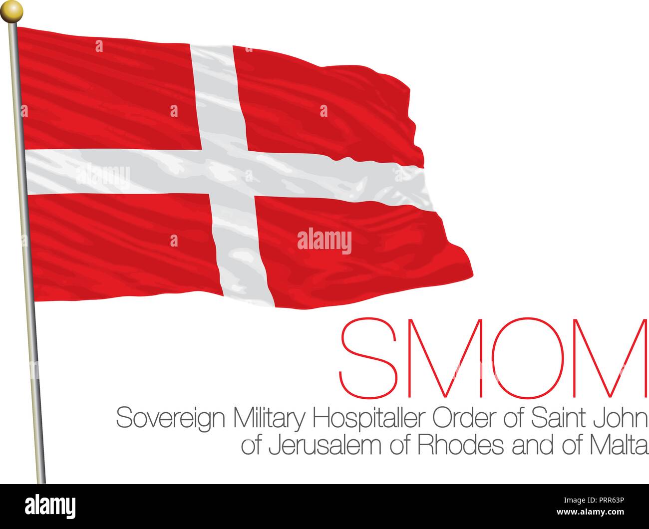 SMOM, Orden Soberana y Militar de Malta bandera oficial, ilustración vectorial Ilustración del Vector