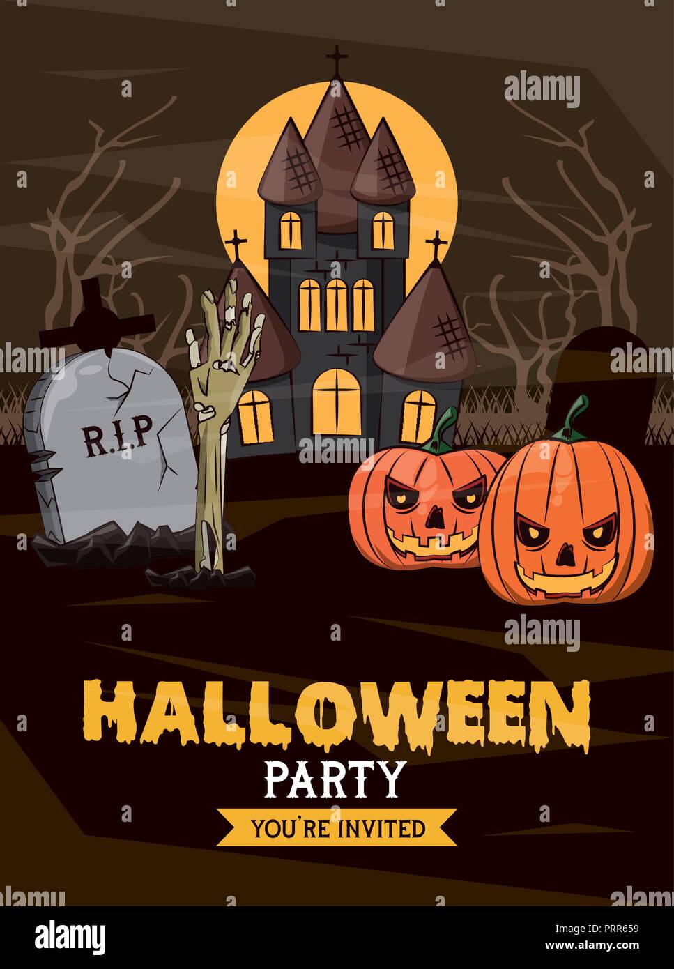 Tarjeta de invitación a una fiesta de Halloween Imagen Vector de stock -  Alamy