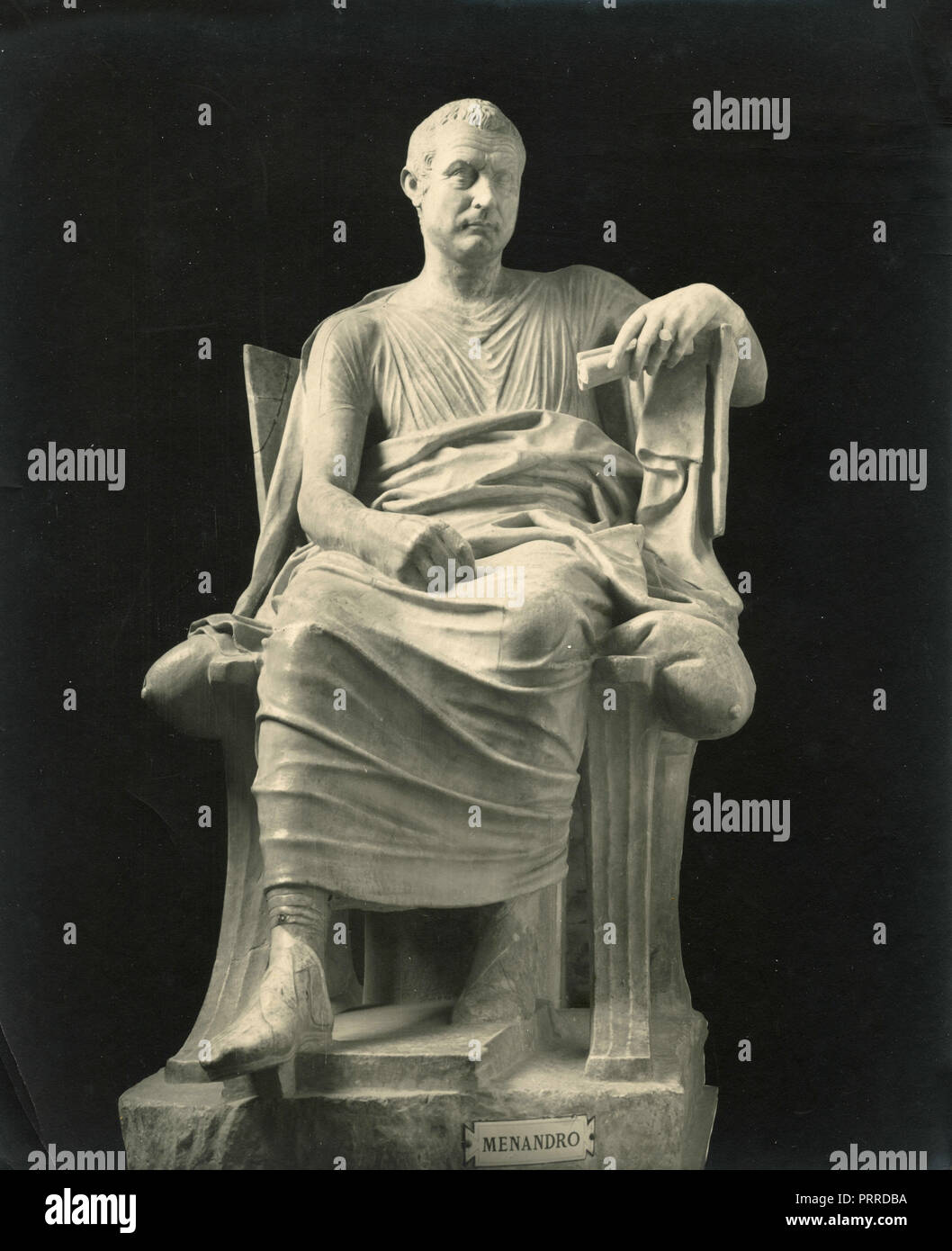 Menander, estatua de mármol, 1910s Foto de stock
