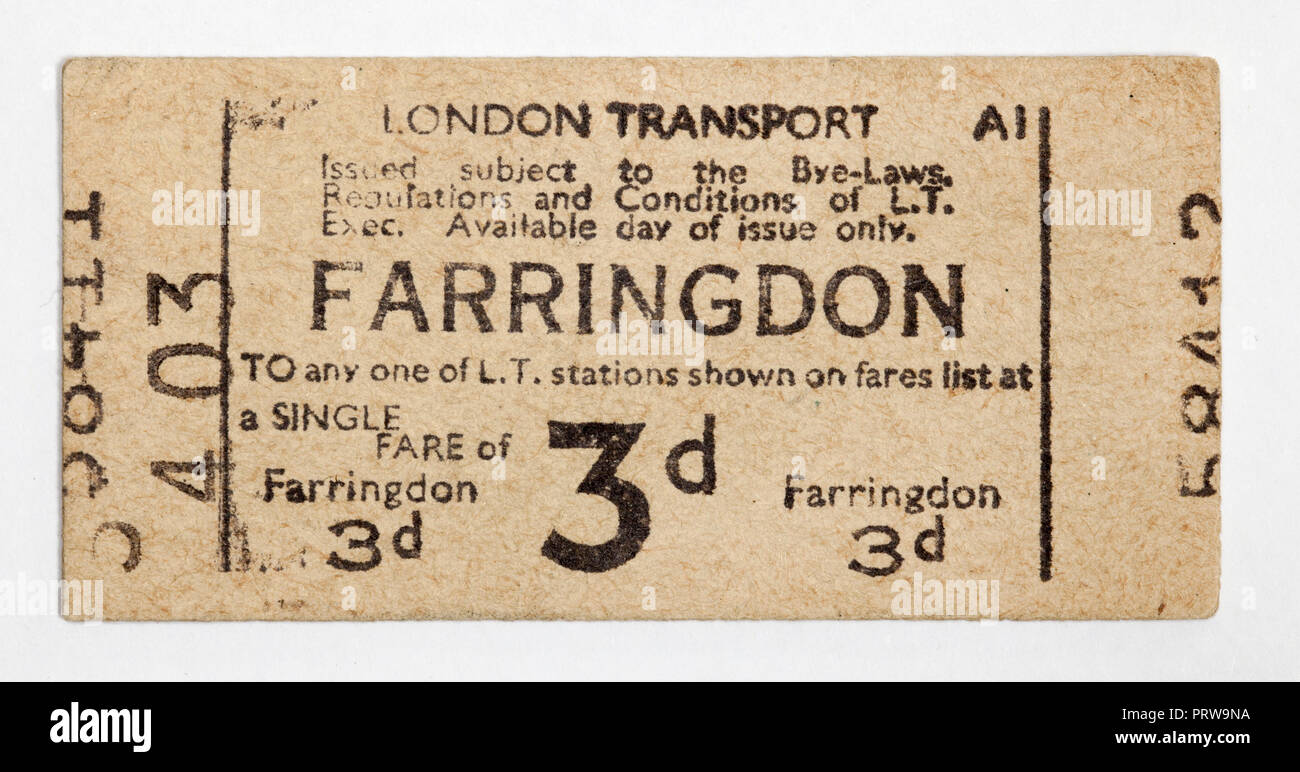 Vintage 1950s london underground ticket fotografías e imágenes de alta  resolución - Alamy