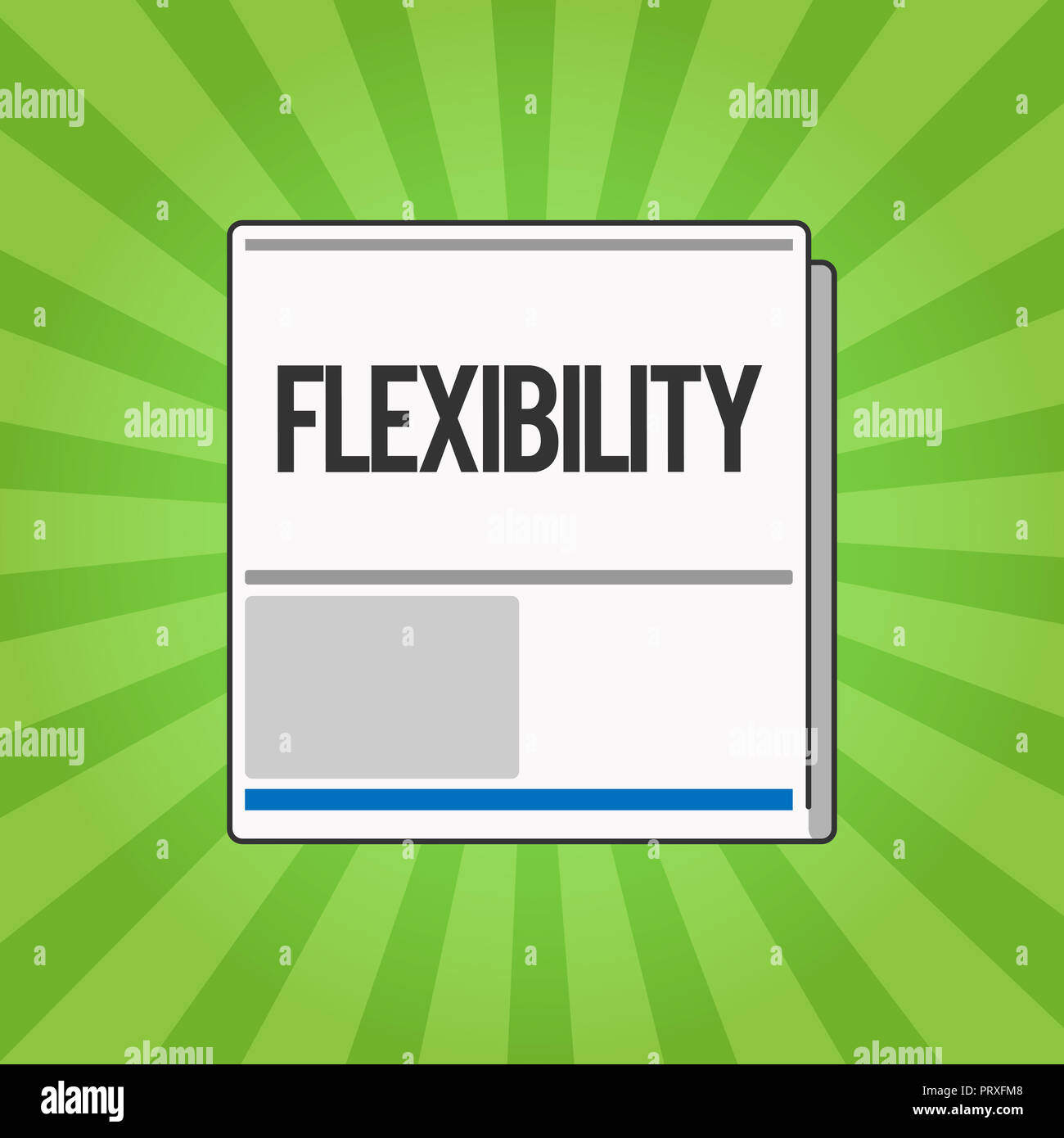 Escritura de texto escrito, flexibilidad. Concepto Significado Calidad de  flexión modificarlo fácilmente sin romper los estiramientos Fotografía de  stock - Alamy