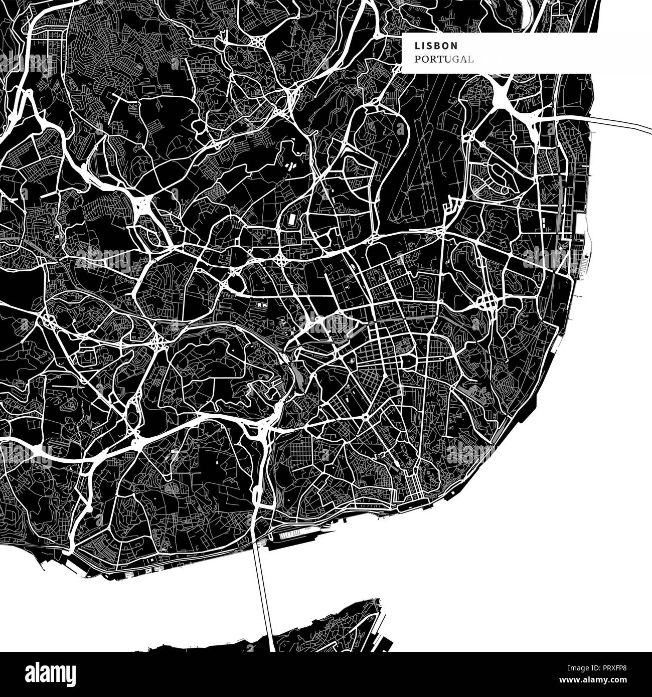 mapa carreteras lisboa Mapa de la zona de Lisboa, Portugal, con los típicos monumentos 
