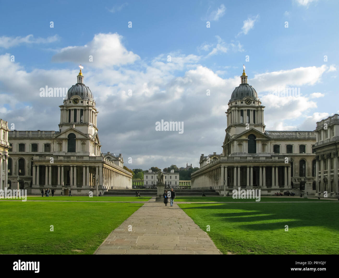 El antiguo Colegio Naval, Greenwich, Londres, Inglaterra. Diseñado por Sir Christopher Wren, parte de Maritime Greenwich y un sitio de Patrimonio Mundial. Foto de stock