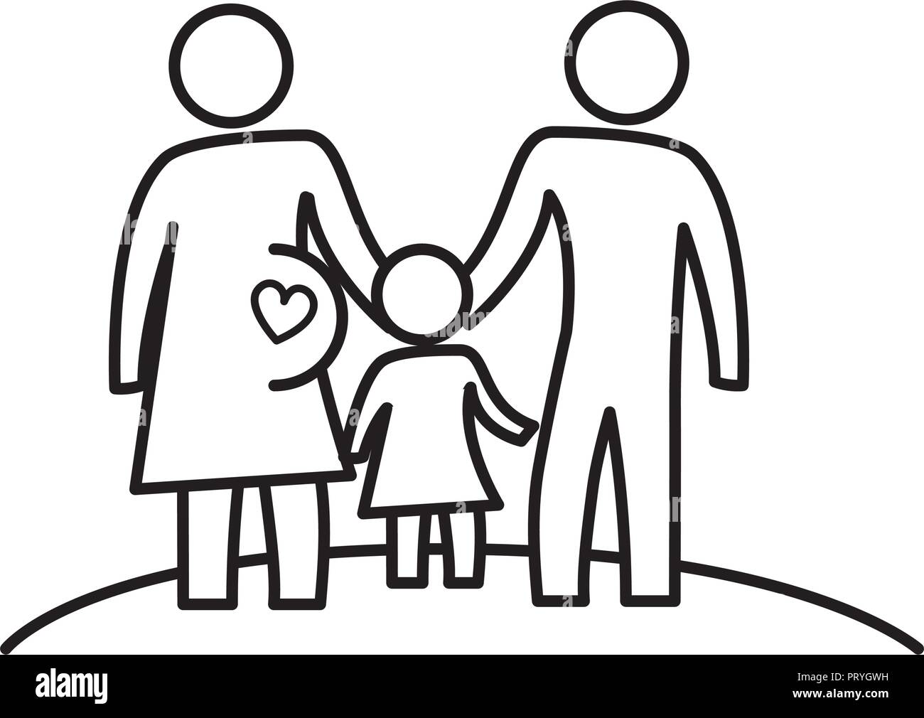 El Padre Y La Madre Con La Hija De Embarazo Diseno Ilustracion Vectorial Imagen Vector De Stock Alamy