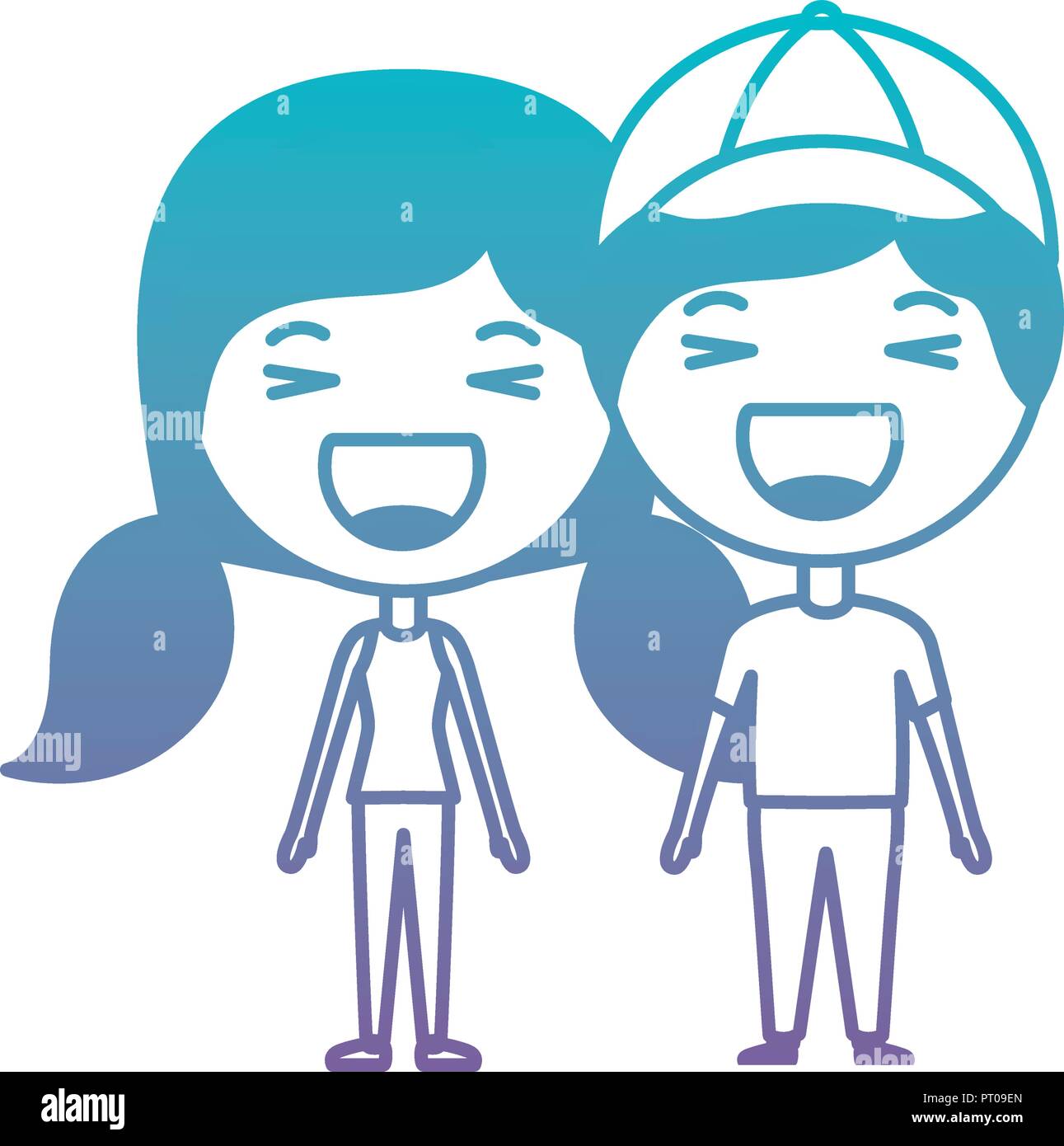 Feliz pareja kawaii personajes de dibujos animados Imagen Vector de stock -  Alamy