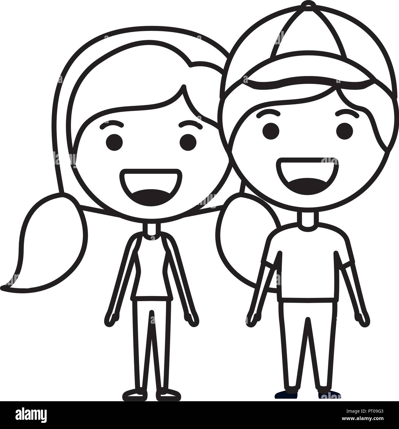 Feliz Pareja Kawaii Personajes De Dibujos Animados Imagen Vector De Stock Alamy