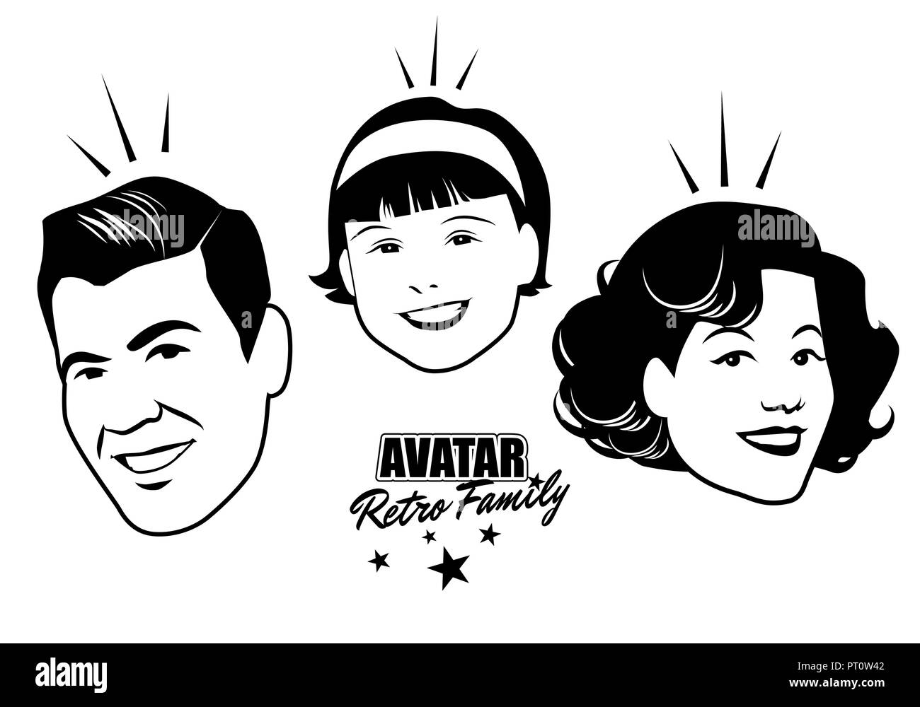 Caras de dibujos animados Imágenes de stock en blanco y negro - Alamy