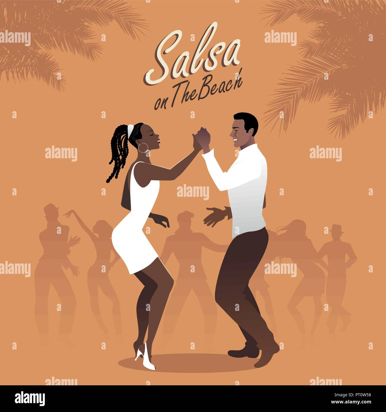 Los jóvenes afro americana pareja bailando salsa. Ilustración vectorial  Imagen Vector de stock - Alamy
