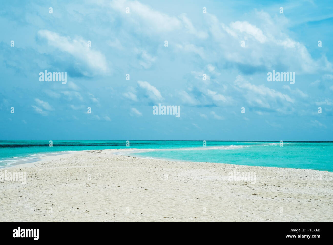 Arena de la costa en el océano índico (Maldivas - Lhaviyani Atoll) Foto de stock