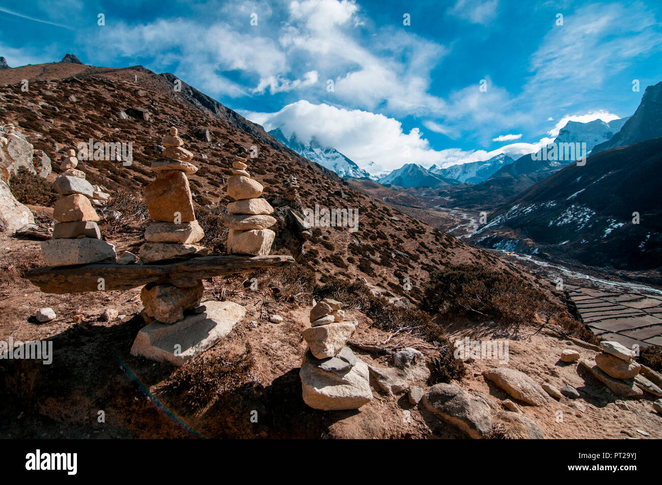Asia (Nepal, Himalaya, Khumbu, Tengboche, el Parque Nacional de Sagarmatha, el campamento base del Everest Trekking Foto de stock