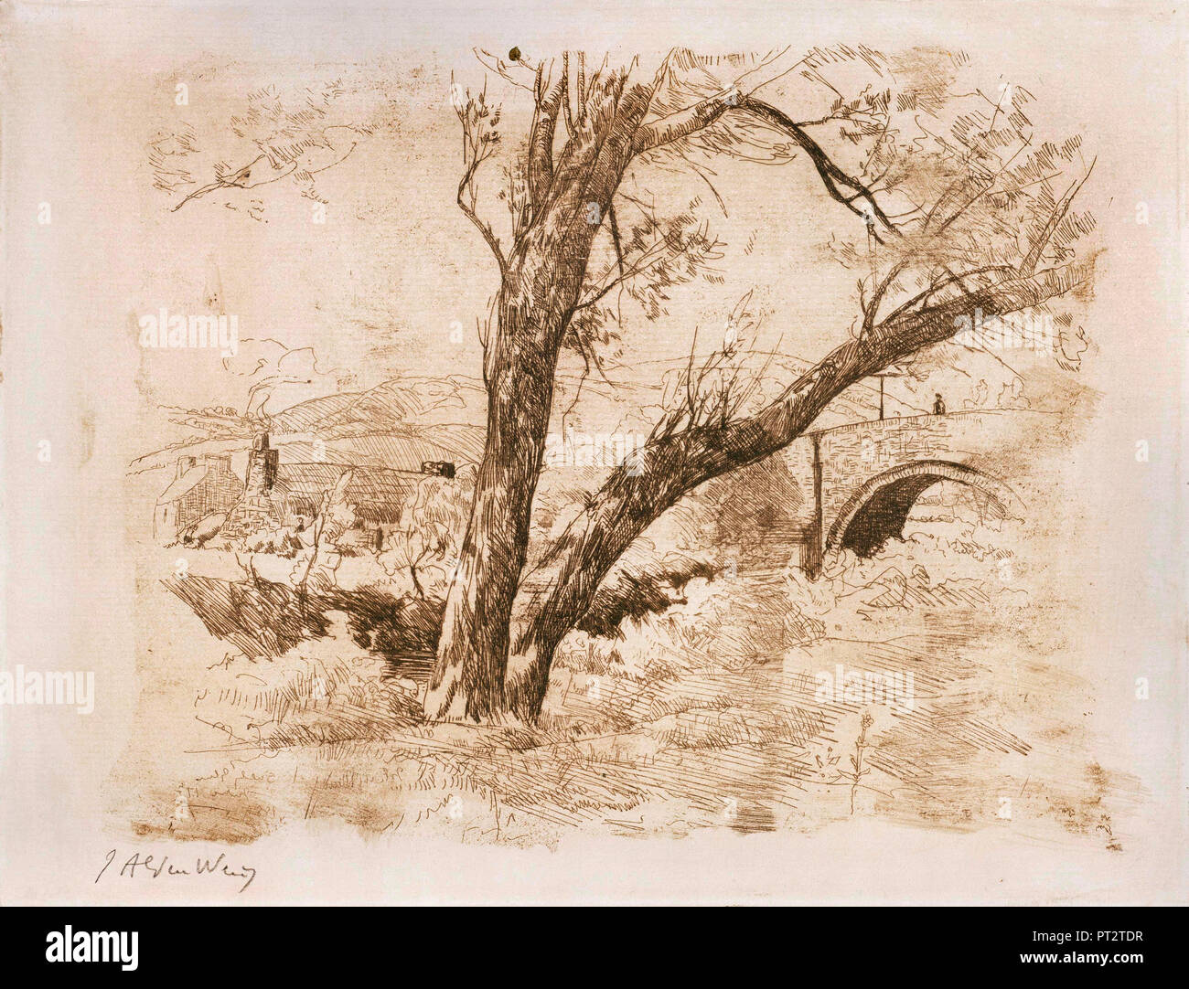 J. Alden Weir, Sulby Glen-Isle del hombre 1889 Aguafuerte sobre papel, La Colección Phillips, en Washington, D.C., Estados Unidos. Foto de stock