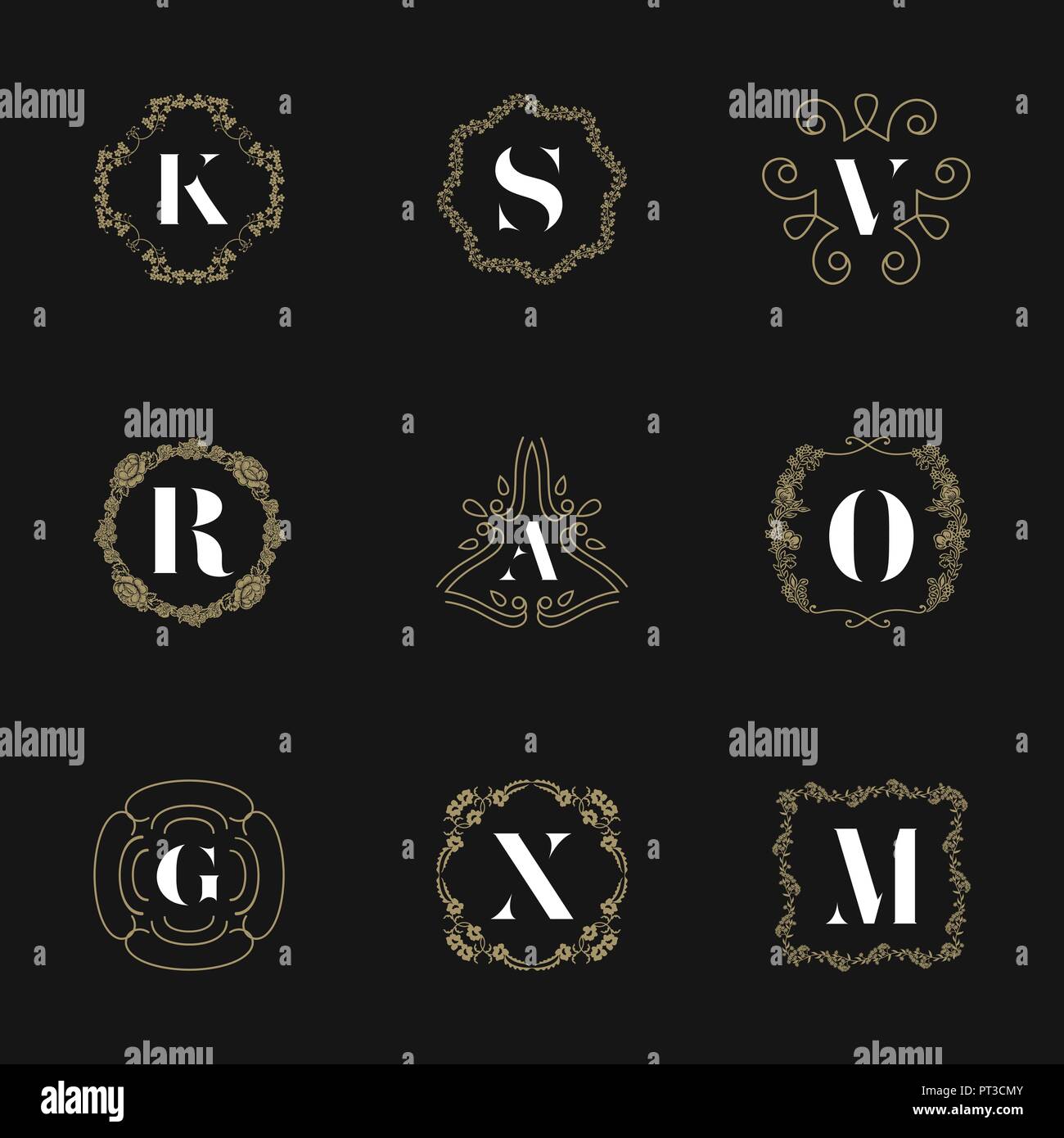 Monograma Emblema Insignia Logotipo Caligrafico Ornamento De Diseno Vectorial Marco Decorativo Para El Menu Del Restaurante Hotel Joyeria Moda Etiqueta Firmar Imagen Vector De Stock Alamy