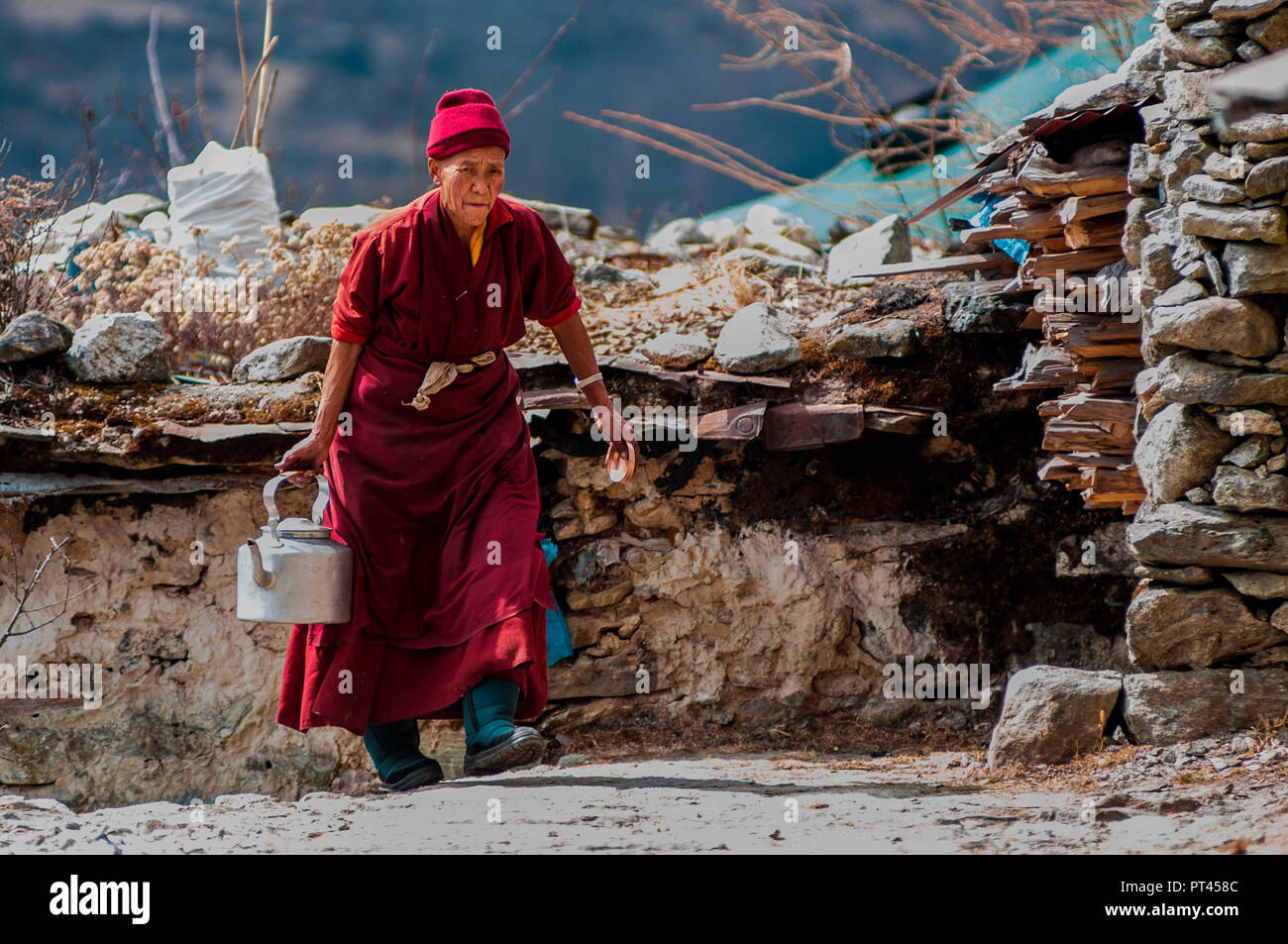 Asia (Nepal, Himalaya, el campamento base del Everest Trekking Foto de stock