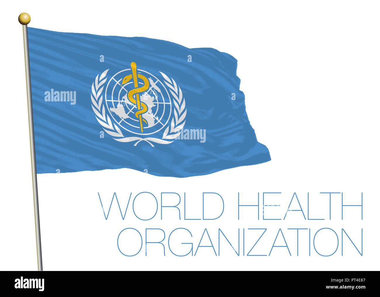 La OMS, Organización Mundial de la Salud la bandera de las Naciones Unidas, Nueva York, EE.UU. Ilustración del Vector